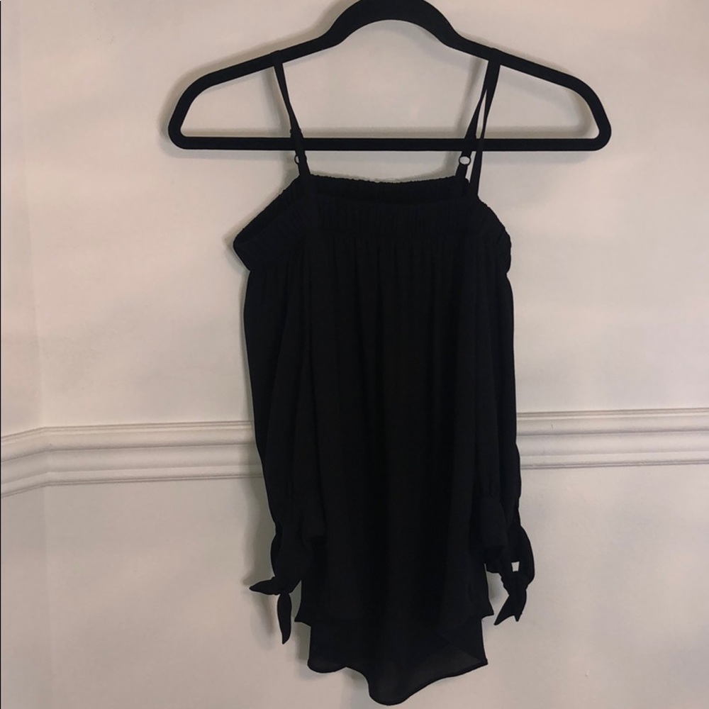 Black off shoulder chiffon blouse